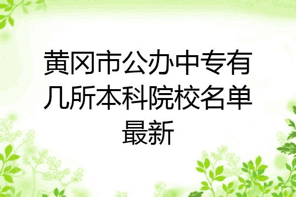 黄冈市公办中专有几所本科院校名单最新