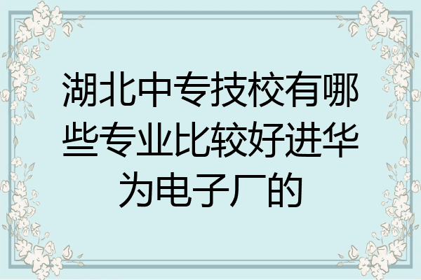 湖北中专技校有哪些专业比较好进华为电子厂的