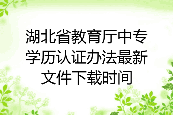 湖北省教育厅中专学历认证办法最新文件下载时间
