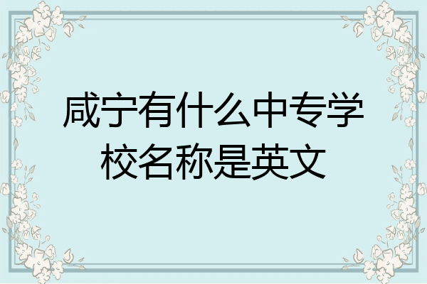 咸宁有什么中专学校名称是英文