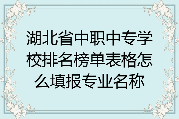 湖北省中职中专学校排名榜单表格怎么填报专业名称