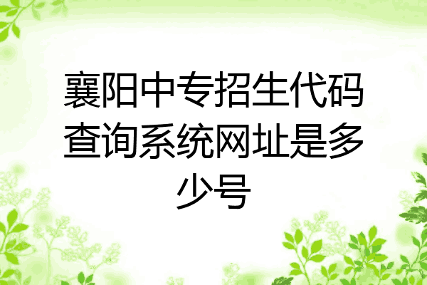 襄阳中专招生代码查询系统网址是多少号