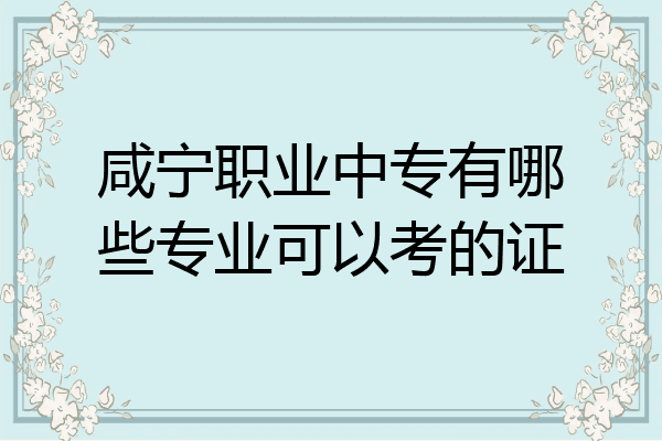 咸宁职业中专有哪些专业可以考的证