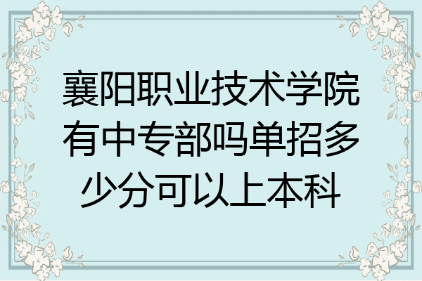 襄阳职业技术学院有中专部吗单招多少分可以上本科