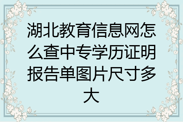 湖北教育信息网怎么查中专学历证明报告单图片尺寸多大