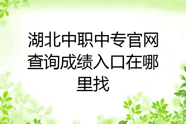 湖北中职中专官网查询成绩入口在哪里找