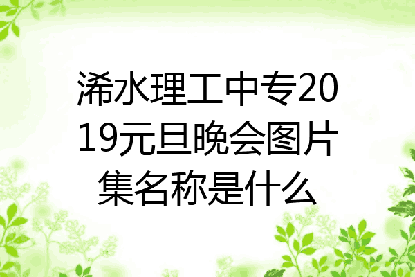 浠水理工中专2019元旦晚会图片集名称是什么