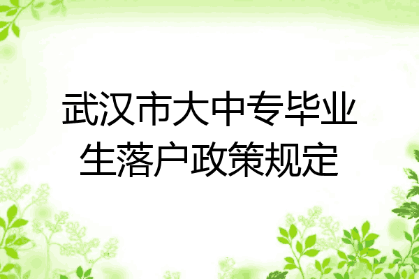 武汉市大中专毕业生落户政策规定