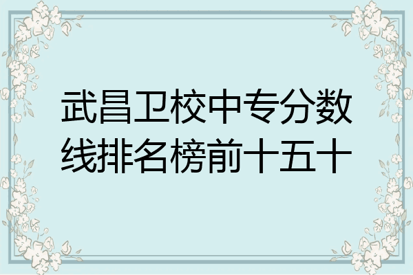 武昌卫校中专分数线排名榜前十五十