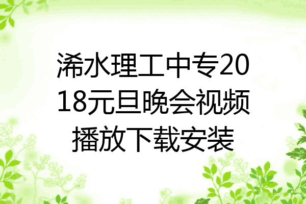 浠水理工中专2018元旦晚会视频播放下载安装