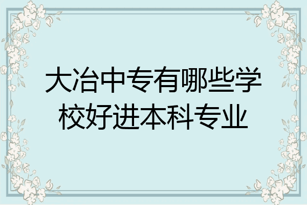 大冶中专有哪些学校好进本科专业