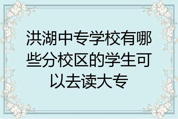 洪湖中专学校有哪些分校区的学生可以去读大专