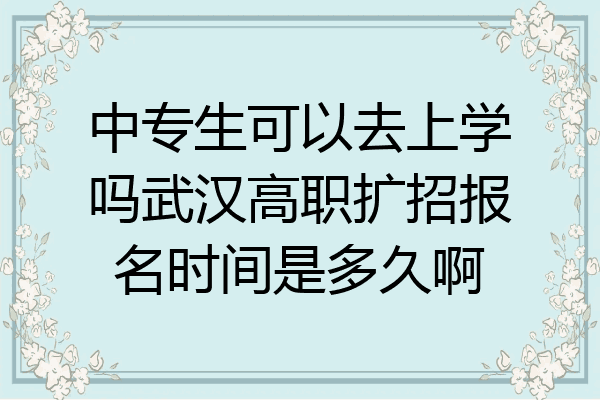 中专生可以去上学吗武汉高职扩招报名时间是多久啊