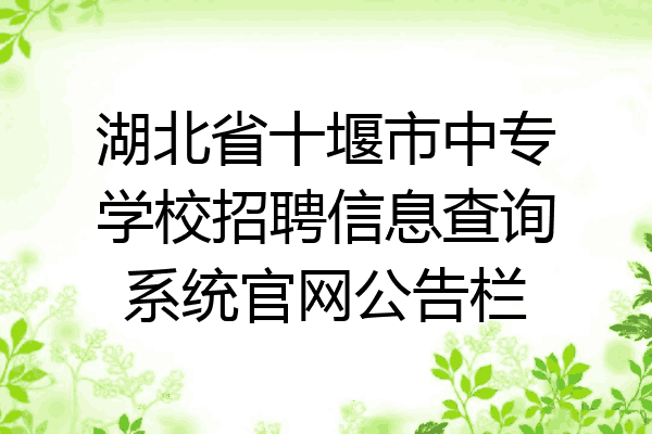 湖北省十堰市中专学校招聘信息查询系统官网公告栏