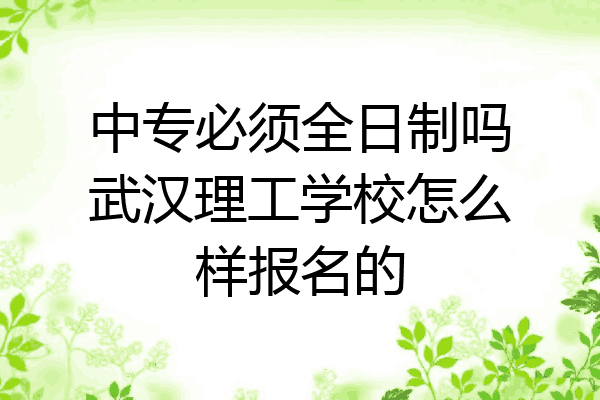 中专必须全日制吗武汉理工学校怎么样报名的