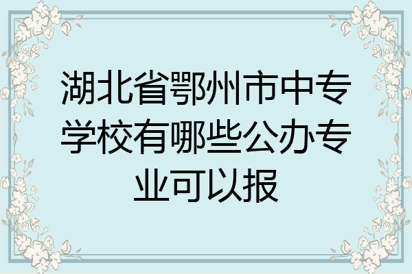 湖北省鄂州市中专学校有哪些公办专业可以报