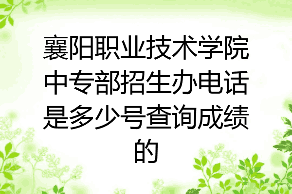 襄阳职业技术学院中专部招生办电话是多少号查询成绩的