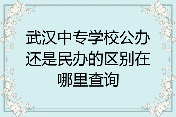 武汉中专学校公办还是民办的区别在哪里查询