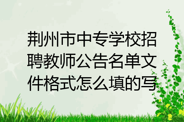 荆州市中专学校招聘教师公告名单文件格式怎么填的写