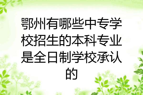 鄂州有哪些中专学校招生的本科专业是全日制学校承认的
