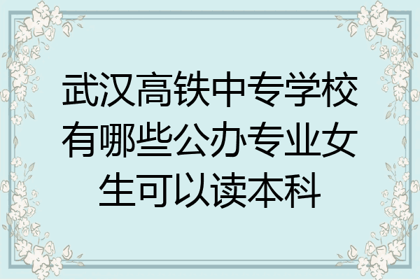 武汉高铁中专学校有哪些公办专业女生可以读本科
