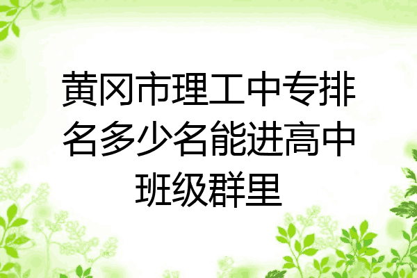 黄冈市理工中专排名多少名能进高中班级群里