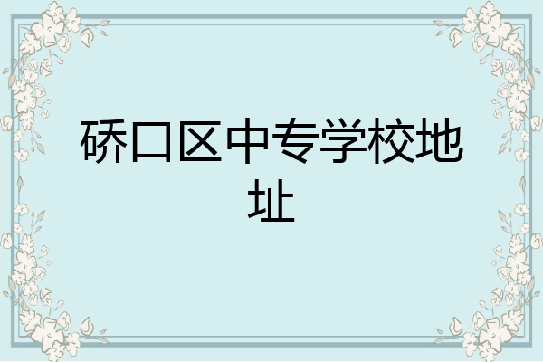 硚口区中专学校地址