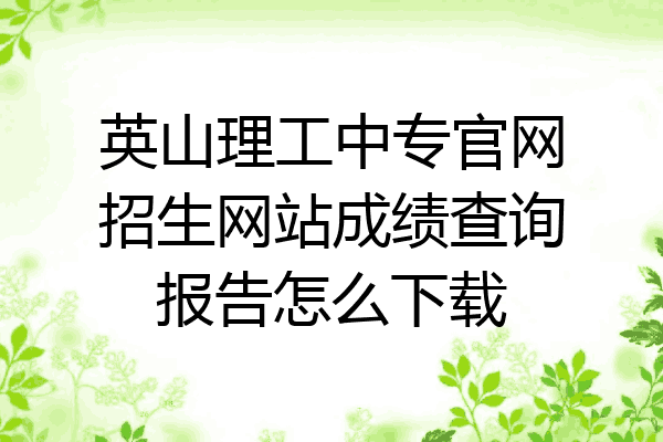 英山理工中专官网招生网站成绩查询报告怎么下载