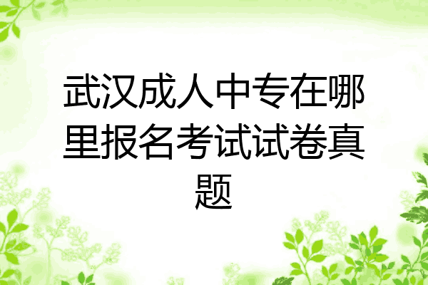 武汉成人中专在哪里报名考试试卷真题