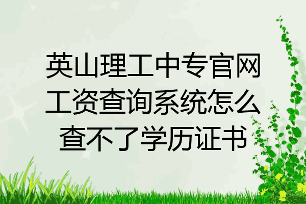 英山理工中专官网工资查询系统怎么查不了学历证书