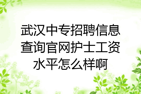 武汉中专招聘信息查询官网护士工资水平怎么样啊