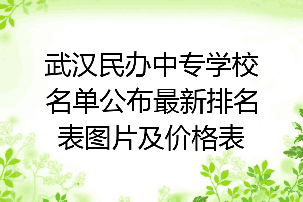 武汉民办中专学校名单公布最新排名表图片及价格表