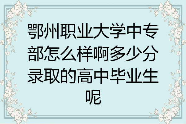 鄂州职业大学中专部怎么样啊多少分录取的高中毕业生呢