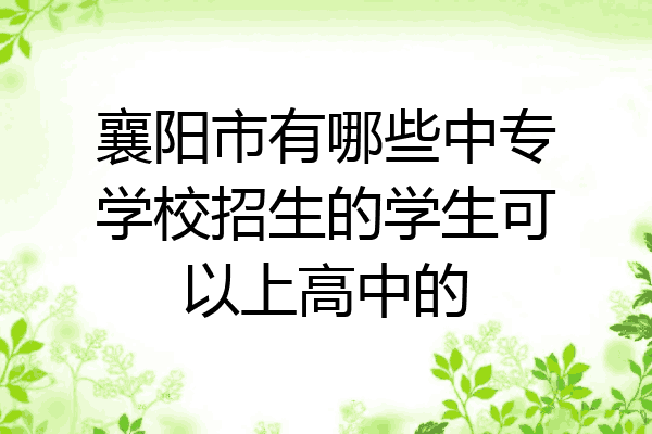 襄阳市有哪些中专学校招生的学生可以上高中的