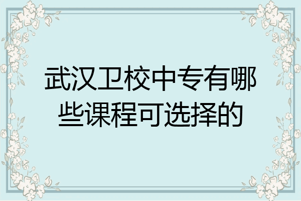 武汉卫校中专有哪些课程可选择的