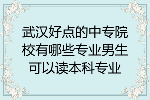 武汉好点的中专院校有哪些专业男生可以读本科专业
