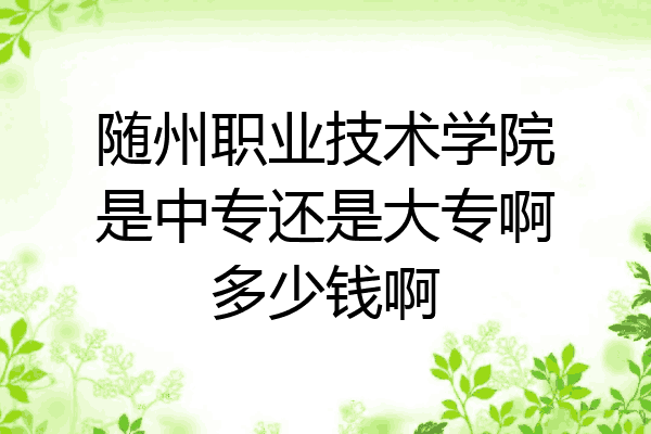 随州职业技术学院是中专还是大专啊多少钱啊