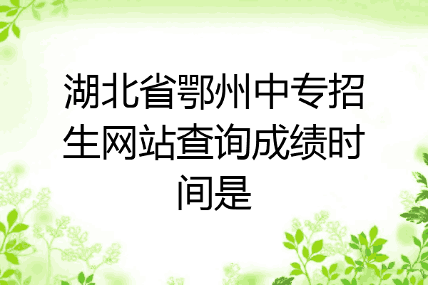 湖北省鄂州中专招生网站查询成绩时间是