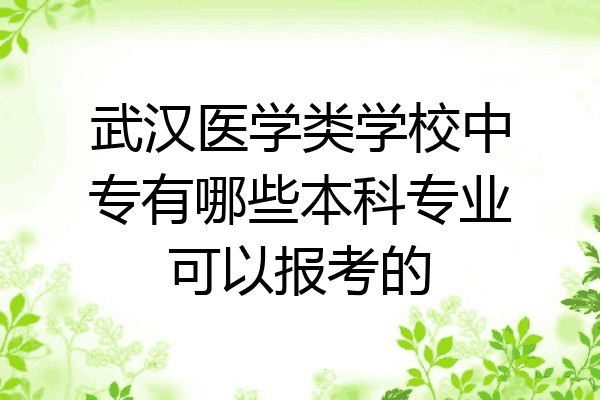 武汉医学类学校中专有哪些本科专业可以报考的