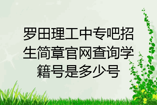 罗田理工中专吧招生简章官网查询学籍号是多少号