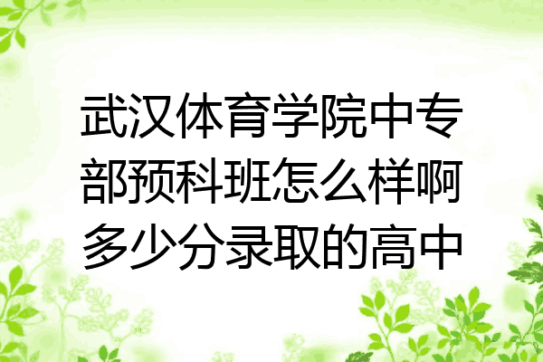 武汉体育学院中专部预科班怎么样啊多少分录取的高中
