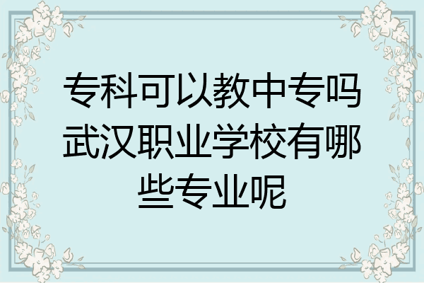 专科可以教中专吗武汉职业学校有哪些专业呢