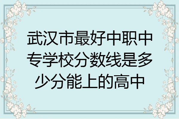武汉市最好中职中专学校分数线是多少分能上的高中