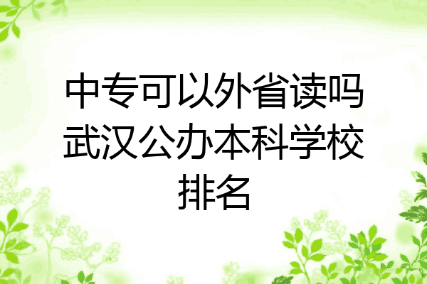 中专可以外省读吗武汉公办本科学校排名