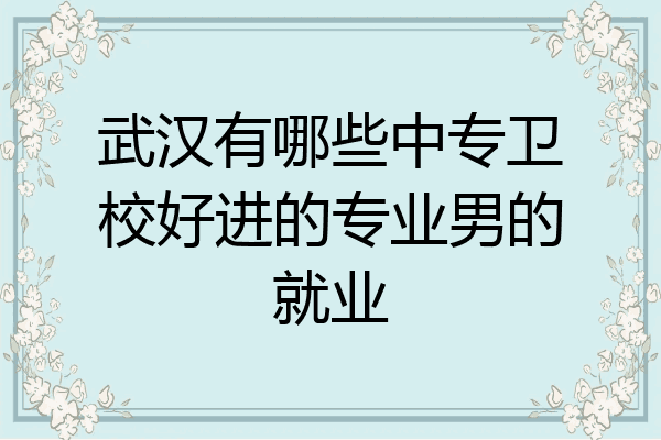 武汉有哪些中专卫校好进的专业男的就业