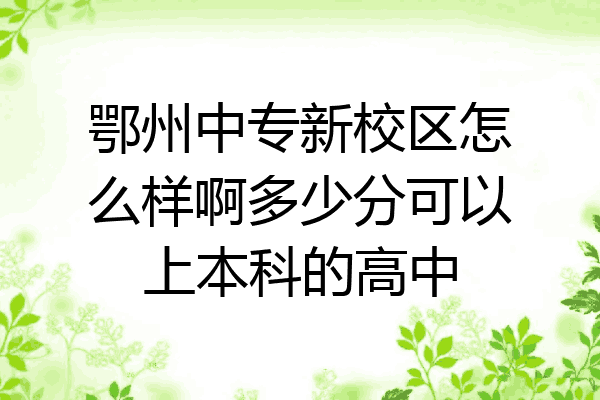 鄂州中专新校区怎么样啊多少分可以上本科的高中