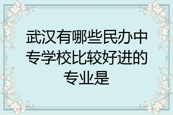 武汉有哪些民办中专学校比较好进的专业是