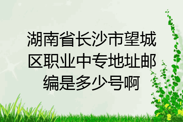 湖南省长沙市望城区职业中专地址邮编是多少号啊