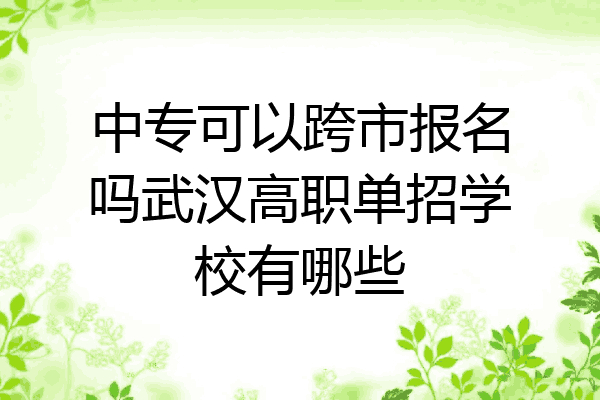 中专可以跨市报名吗武汉高职单招学校有哪些