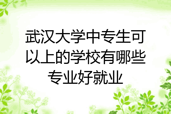 武汉大学中专生可以上的学校有哪些专业好就业